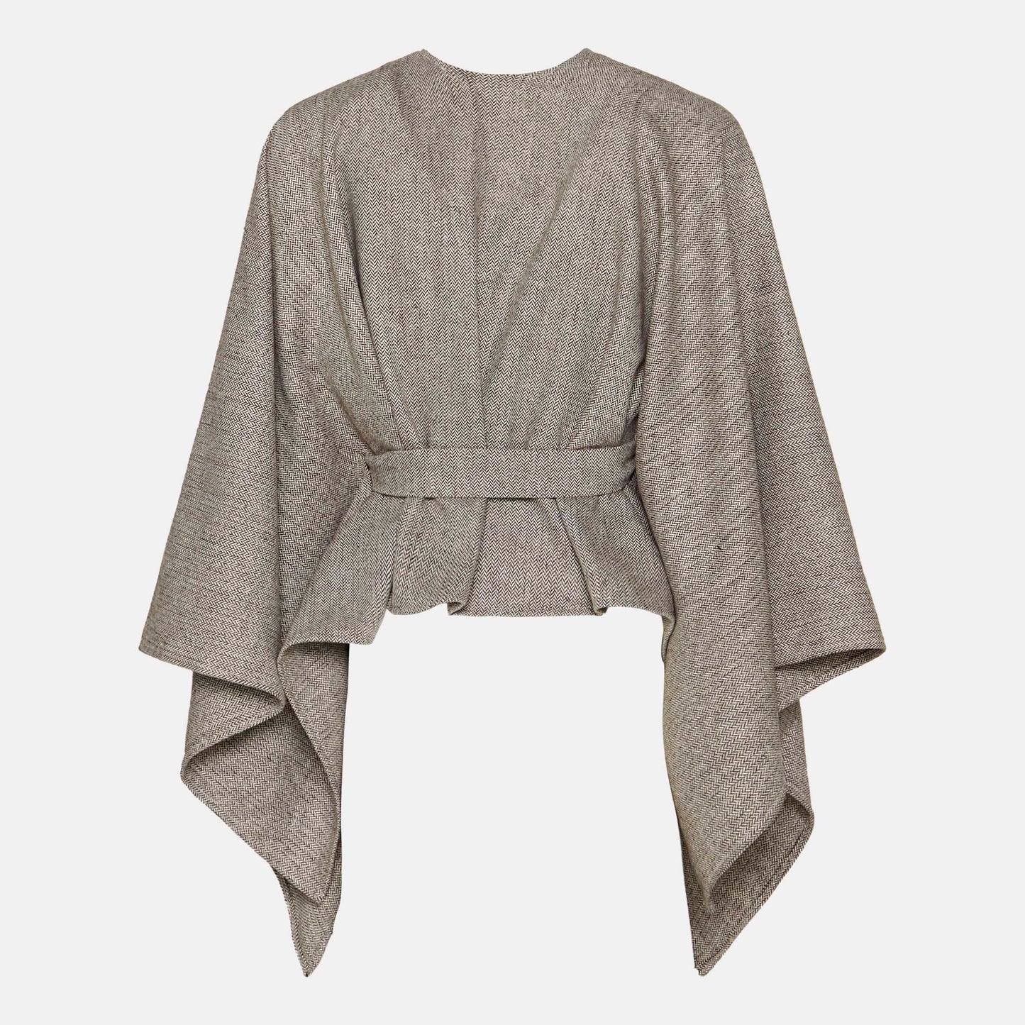 Brown Tweed Herringbone Poncho/Throw with Belt
