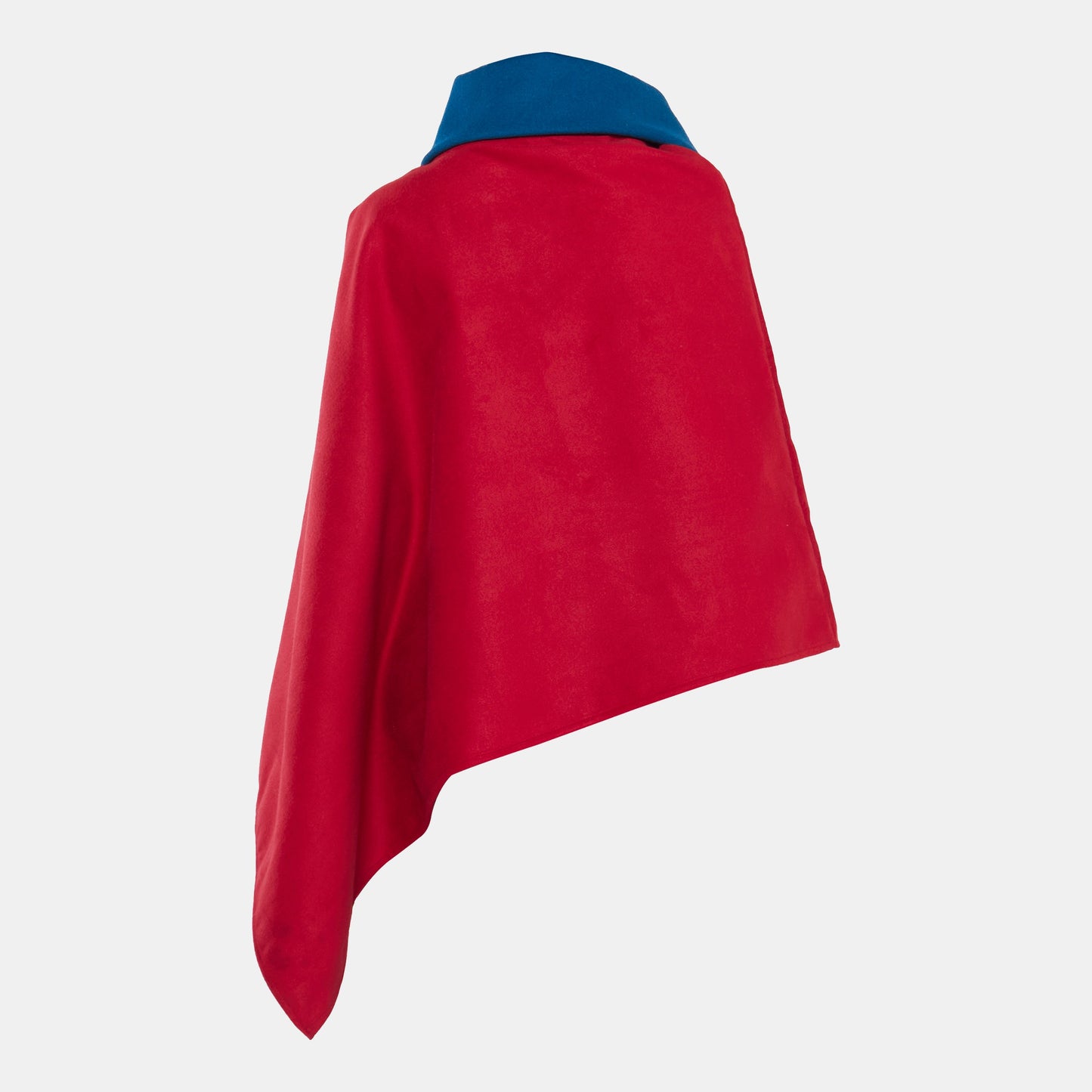 Maroon Lopsided Poncho with Blue Classic Collar