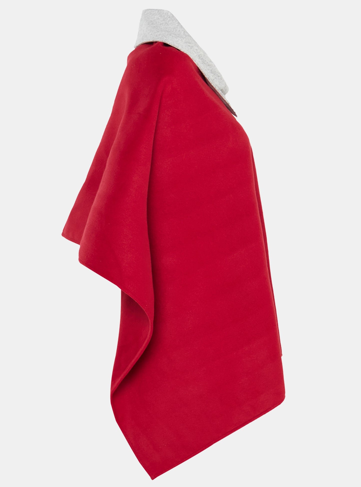 Maroon Lopsided Poncho with Melange Classic Collar