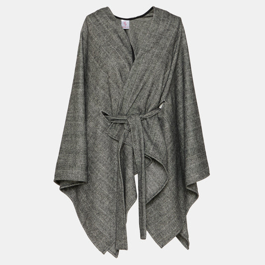 Tweed Herringbone Poncho /Throw with Belt